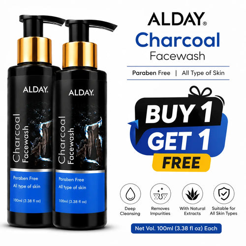 ALDAY Charcoal Face Wash – Buy 1 Get 1 Free | Pack of 2 | 100ml Each ALDAY Beauty