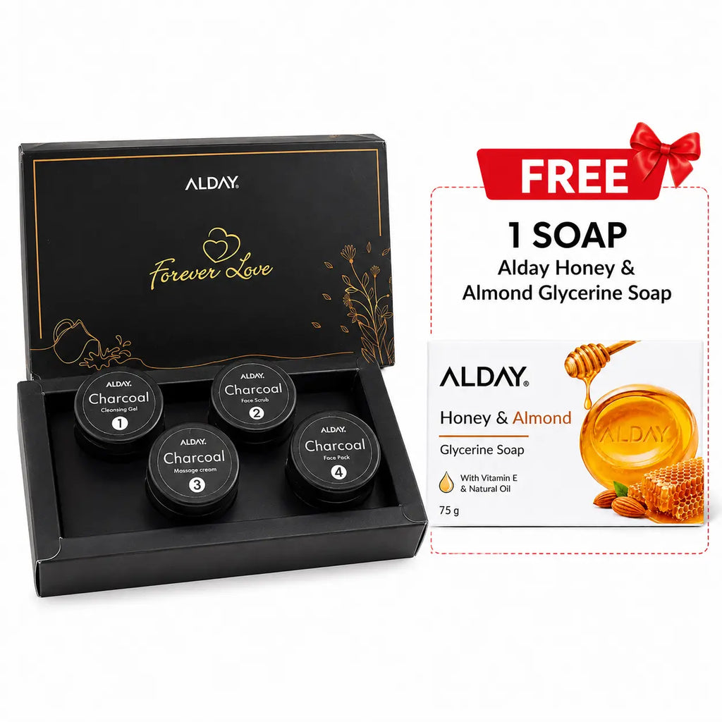 ALDAY Charcoal 4-Step Skin Care Kit + FREE Honey & Almond Soap (Combo Offer ALDAY Beauty