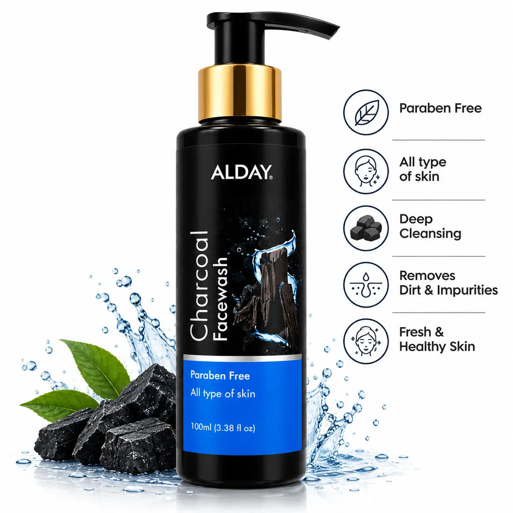 ALDAY Charcoal Face Wash with Aloe Vera, Neem & Tea Tree Oil ALDAY Beauty