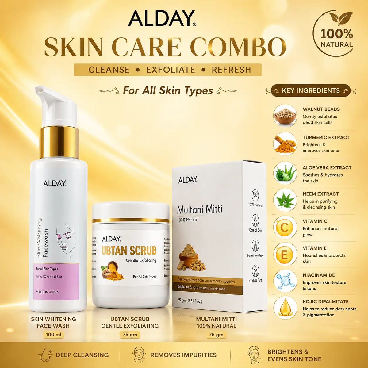 ALDAY Brightening Skin Care Kit – Cleanse, Exfoliate & Refresh ALDAY Beauty
